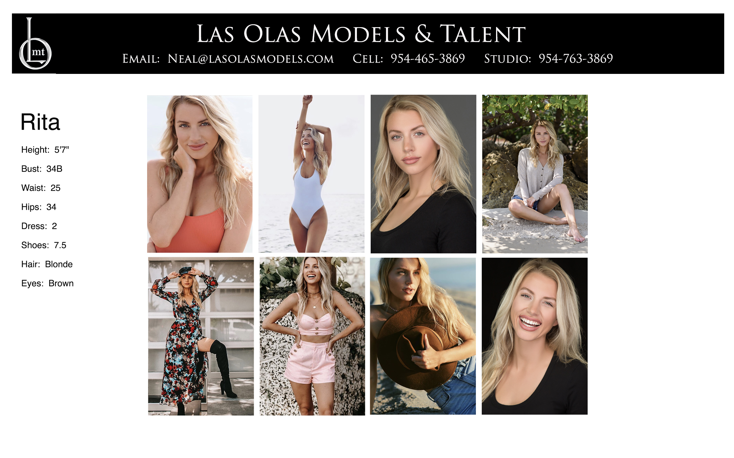Models Fort Lauderdale Miami South Florida - Print Commercial Catalog Video Promotion Las Olas Models & Talent - Rita Comp